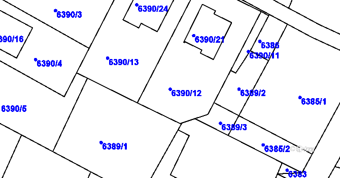 Parcela st. 6390/12 v KÚ Frýdek, Katastrální mapa