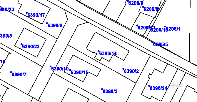 Parcela st. 6390/14 v KÚ Frýdek, Katastrální mapa