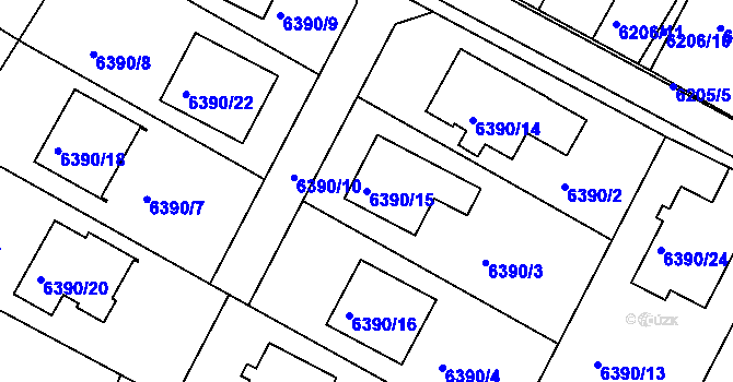 Parcela st. 6390/15 v KÚ Frýdek, Katastrální mapa