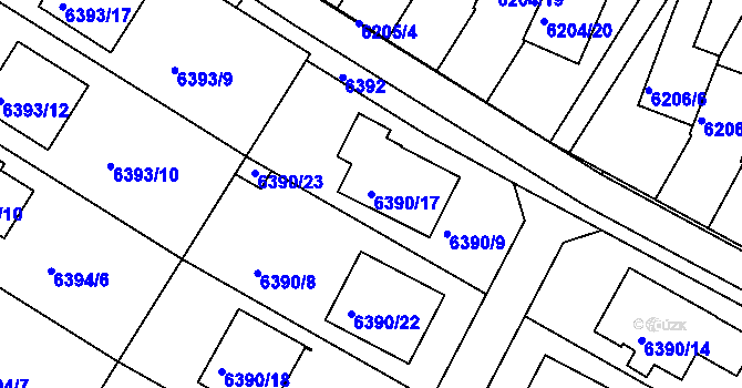 Parcela st. 6390/17 v KÚ Frýdek, Katastrální mapa