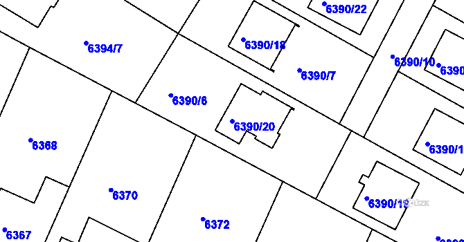 Parcela st. 6390/20 v KÚ Frýdek, Katastrální mapa