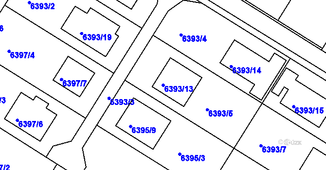 Parcela st. 6393/13 v KÚ Frýdek, Katastrální mapa