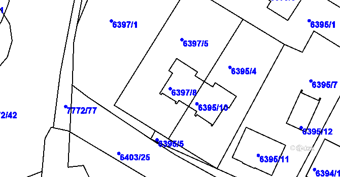 Parcela st. 6397/8 v KÚ Frýdek, Katastrální mapa