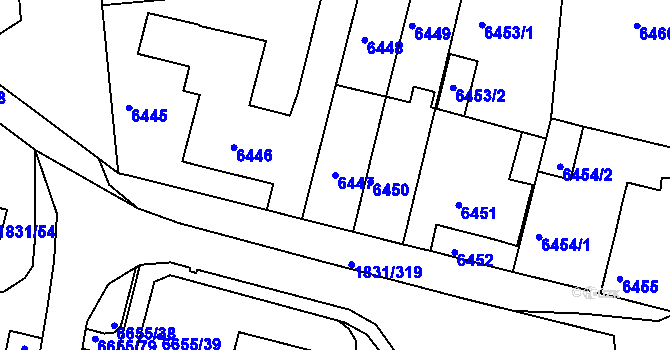 Parcela st. 6447 v KÚ Frýdek, Katastrální mapa