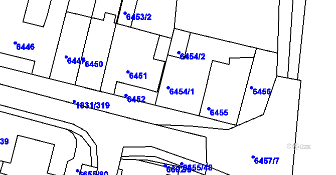 Parcela st. 6454/1 v KÚ Frýdek, Katastrální mapa