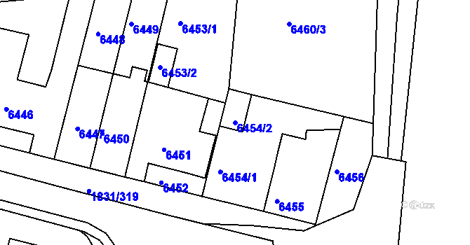 Parcela st. 6454/2 v KÚ Frýdek, Katastrální mapa