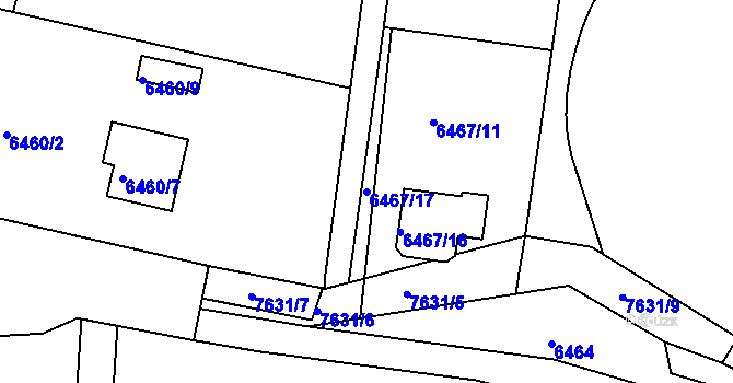 Parcela st. 6467/17 v KÚ Frýdek, Katastrální mapa