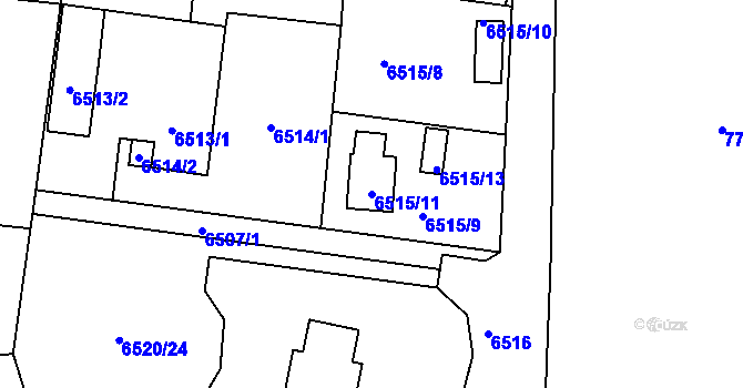 Parcela st. 6515/11 v KÚ Frýdek, Katastrální mapa