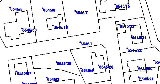 Parcela st. 6545/1 v KÚ Frýdek, Katastrální mapa