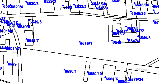 Parcela st. 6549/1 v KÚ Frýdek, Katastrální mapa