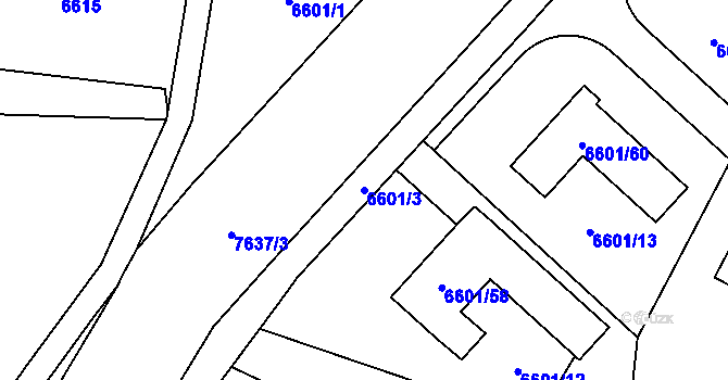 Parcela st. 6601/3 v KÚ Frýdek, Katastrální mapa
