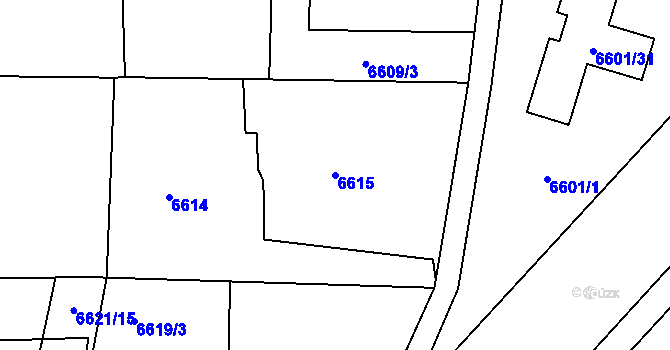 Parcela st. 6615 v KÚ Frýdek, Katastrální mapa