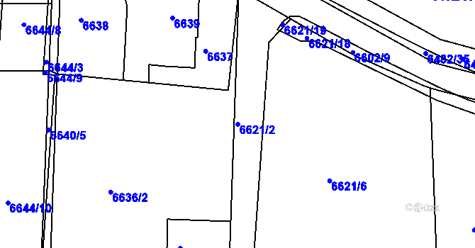 Parcela st. 6621/2 v KÚ Frýdek, Katastrální mapa