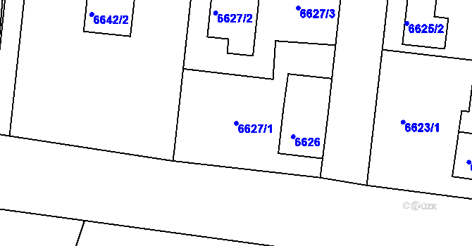 Parcela st. 6627/1 v KÚ Frýdek, Katastrální mapa