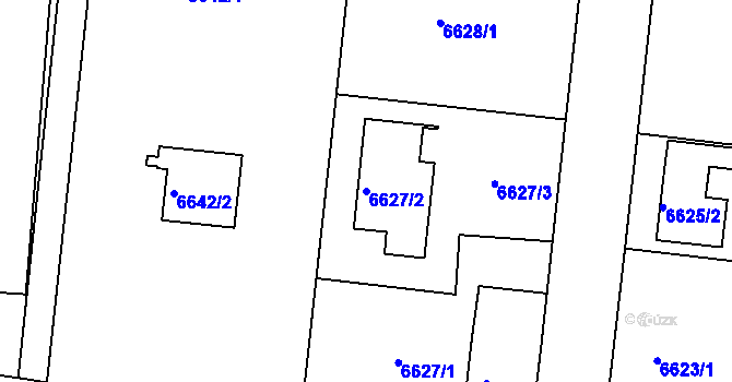 Parcela st. 6627/2 v KÚ Frýdek, Katastrální mapa