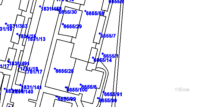 Parcela st. 6655/1 v KÚ Frýdek, Katastrální mapa