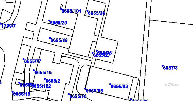 Parcela st. 6655/5 v KÚ Frýdek, Katastrální mapa