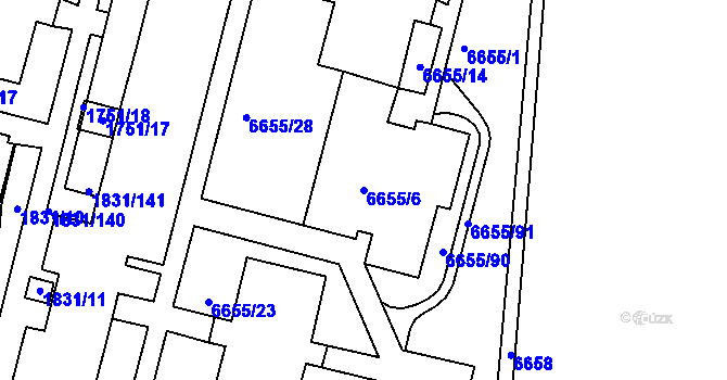 Parcela st. 6655/6 v KÚ Frýdek, Katastrální mapa