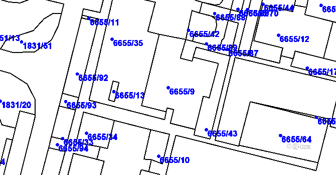 Parcela st. 6655/9 v KÚ Frýdek, Katastrální mapa