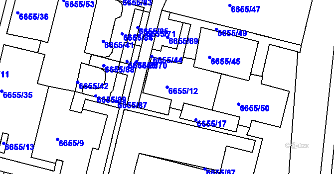 Parcela st. 6655/12 v KÚ Frýdek, Katastrální mapa