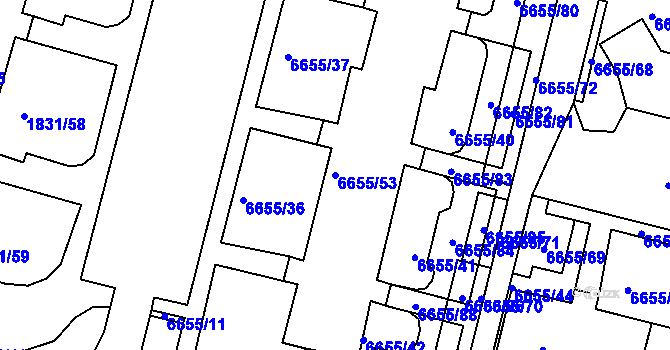 Parcela st. 6655/53 v KÚ Frýdek, Katastrální mapa