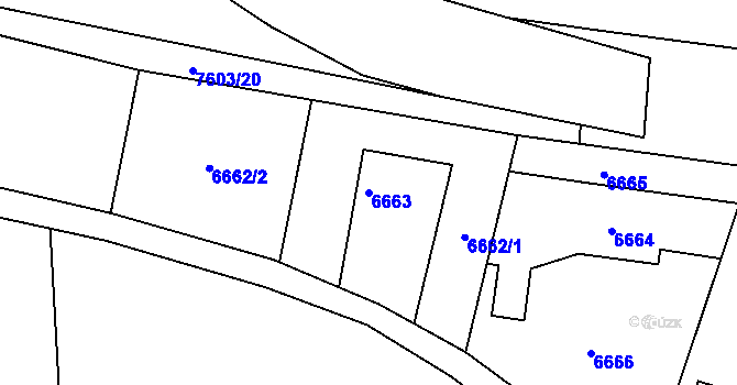 Parcela st. 6663 v KÚ Frýdek, Katastrální mapa