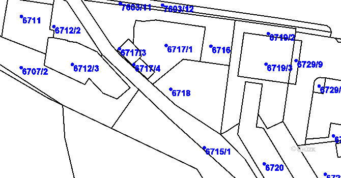 Parcela st. 6718 v KÚ Frýdek, Katastrální mapa