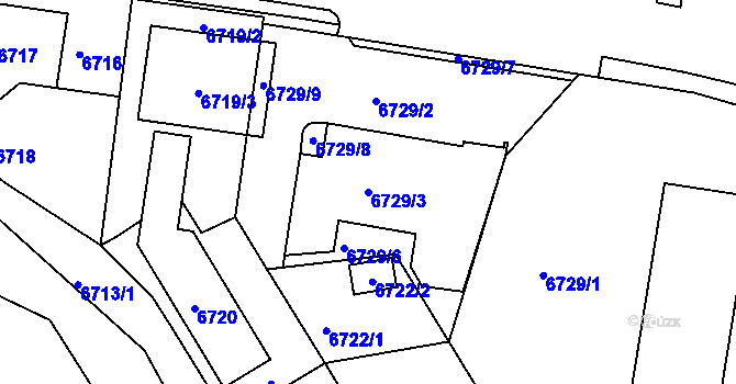 Parcela st. 6729/3 v KÚ Frýdek, Katastrální mapa
