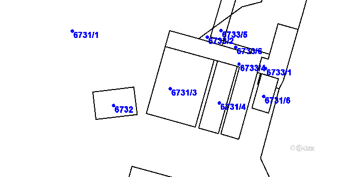 Parcela st. 6731/3 v KÚ Frýdek, Katastrální mapa