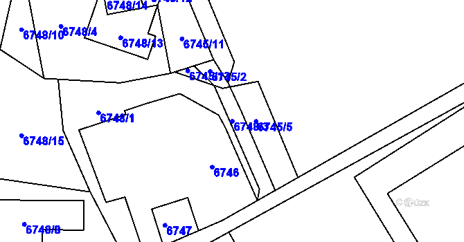 Parcela st. 6748/3 v KÚ Frýdek, Katastrální mapa