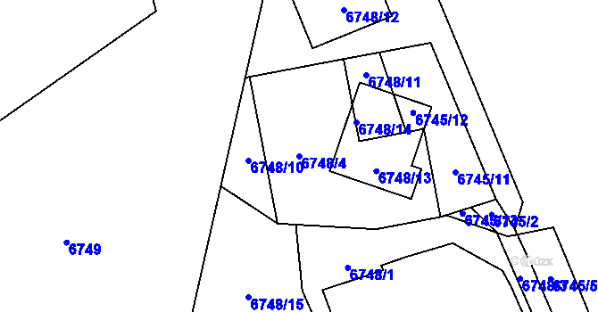 Parcela st. 6748/4 v KÚ Frýdek, Katastrální mapa