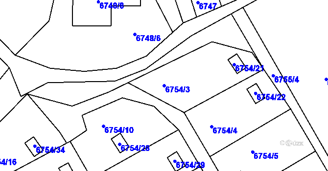 Parcela st. 6754/3 v KÚ Frýdek, Katastrální mapa