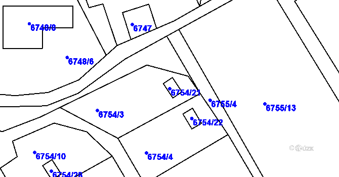 Parcela st. 6754/21 v KÚ Frýdek, Katastrální mapa