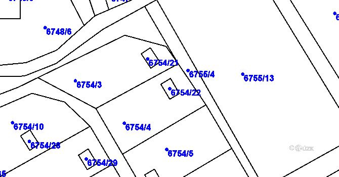 Parcela st. 6754/22 v KÚ Frýdek, Katastrální mapa
