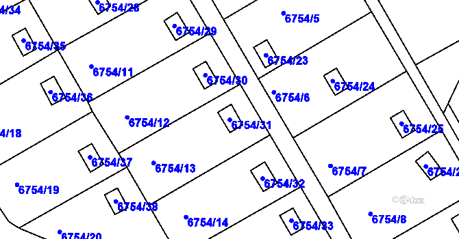 Parcela st. 6754/31 v KÚ Frýdek, Katastrální mapa