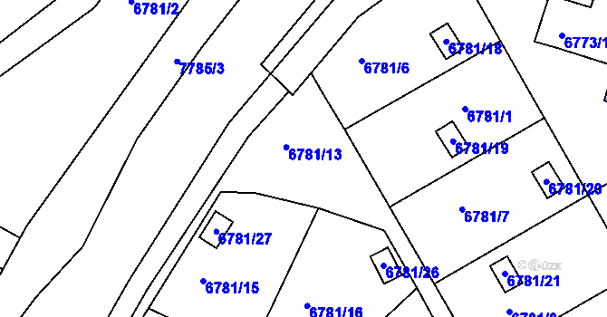 Parcela st. 6781/12 v KÚ Frýdek, Katastrální mapa