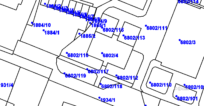Parcela st. 6802/4 v KÚ Frýdek, Katastrální mapa