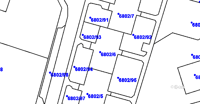 Parcela st. 6802/6 v KÚ Frýdek, Katastrální mapa