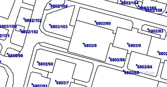 Parcela st. 6802/8 v KÚ Frýdek, Katastrální mapa