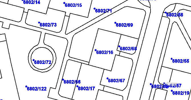 Parcela st. 6802/16 v KÚ Frýdek, Katastrální mapa