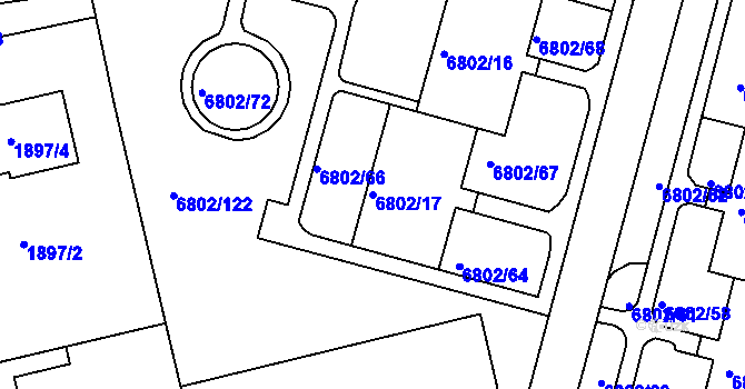 Parcela st. 6802/17 v KÚ Frýdek, Katastrální mapa
