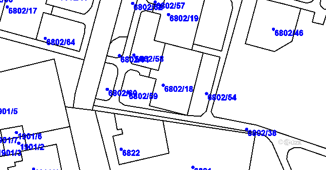 Parcela st. 6802/18 v KÚ Frýdek, Katastrální mapa