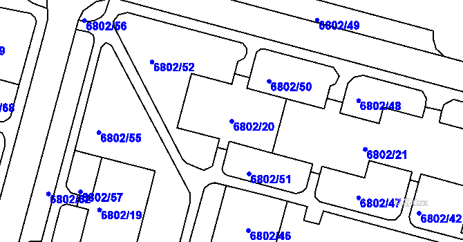 Parcela st. 6802/20 v KÚ Frýdek, Katastrální mapa