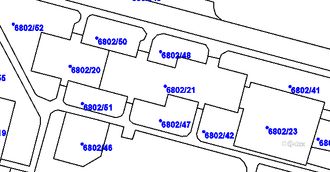 Parcela st. 6802/21 v KÚ Frýdek, Katastrální mapa