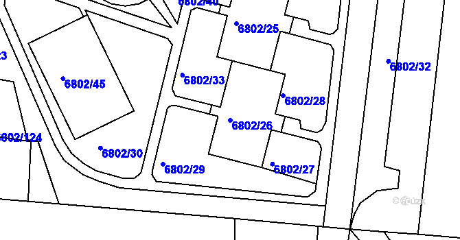 Parcela st. 6802/26 v KÚ Frýdek, Katastrální mapa