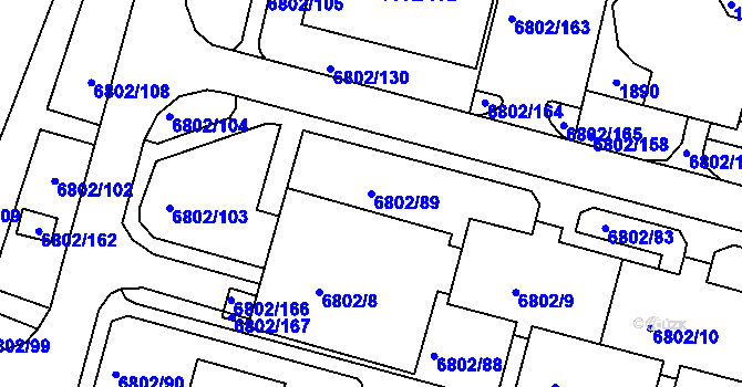 Parcela st. 6802/89 v KÚ Frýdek, Katastrální mapa