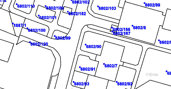 Parcela st. 6802/90 v KÚ Frýdek, Katastrální mapa