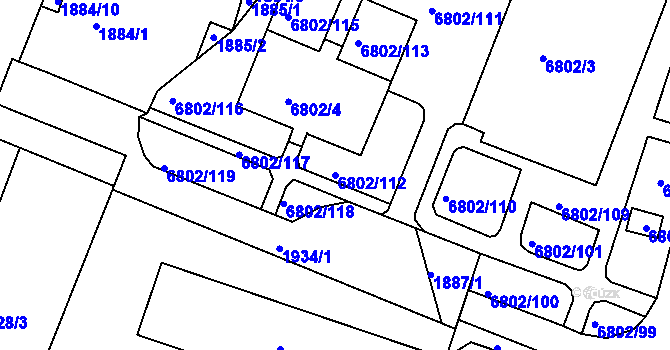 Parcela st. 6802/112 v KÚ Frýdek, Katastrální mapa