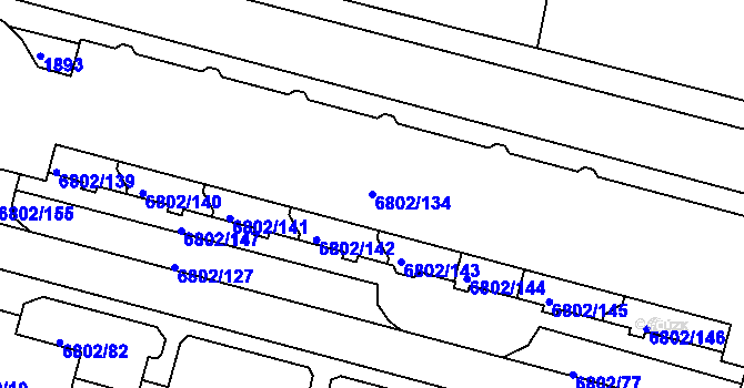 Parcela st. 6802/134 v KÚ Frýdek, Katastrální mapa
