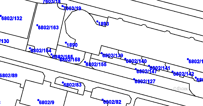 Parcela st. 6802/139 v KÚ Frýdek, Katastrální mapa